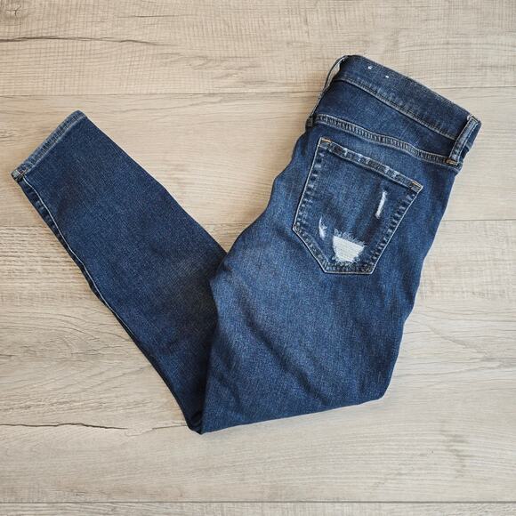 Gap Blue True Skinny Ankle High Rise Jean Womens 30/10R Medium Wash Denim Ripped - Picture 5 of 7